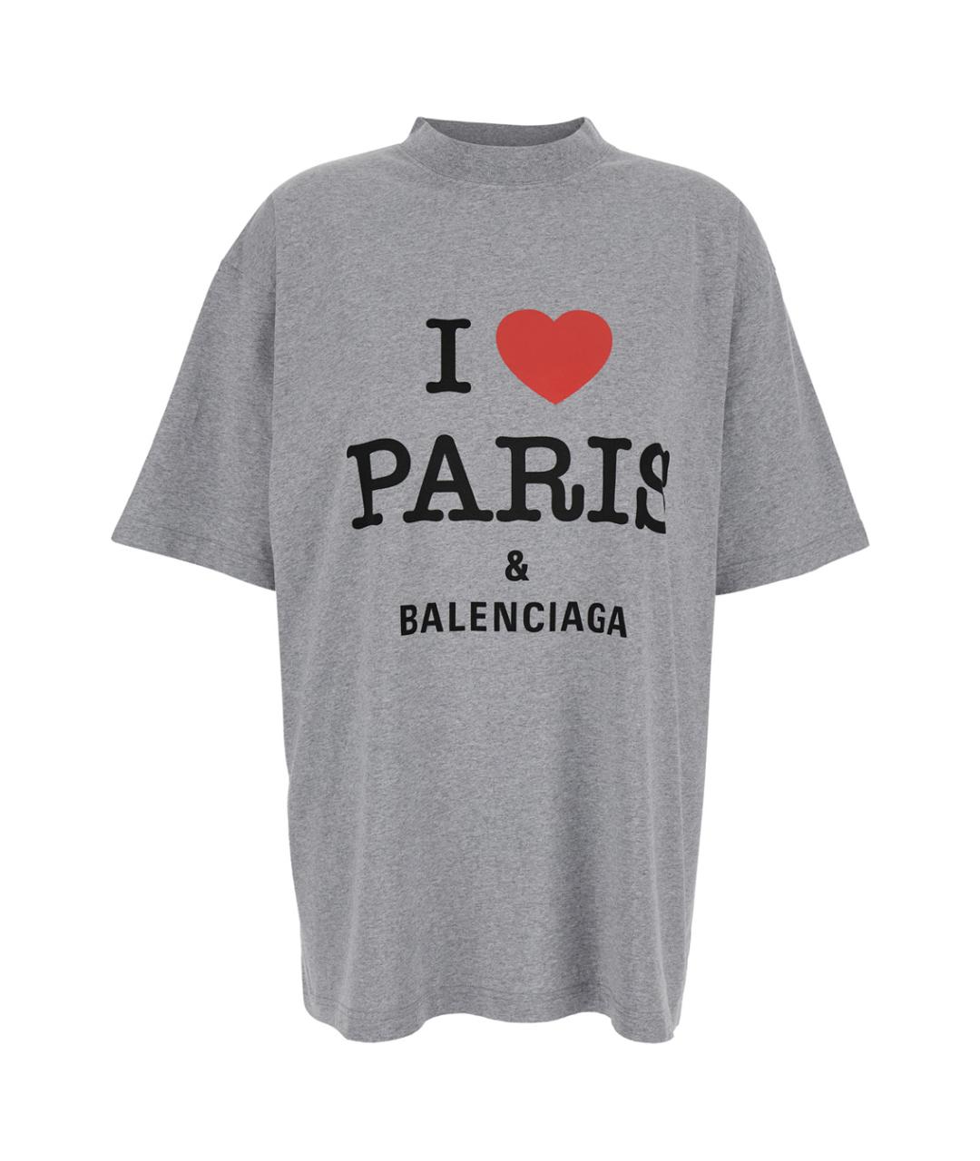 BALENCIAGA Серая хлопковая футболка, фото 1