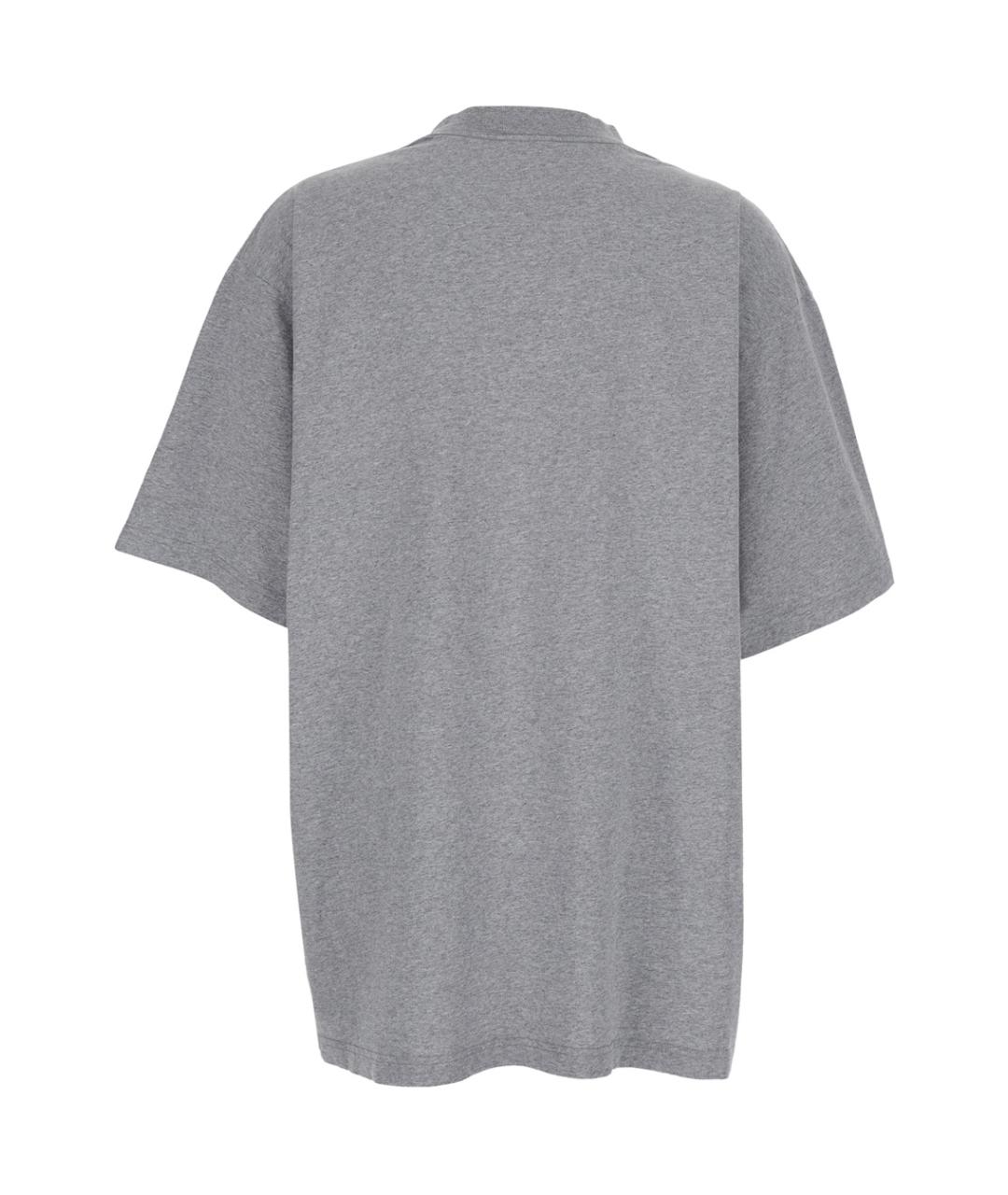 BALENCIAGA Серая хлопковая футболка, фото 2