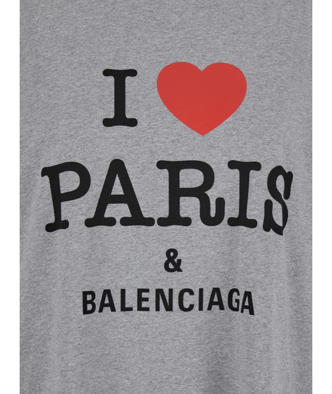 BALENCIAGA Серая хлопковая футболка, фото 3