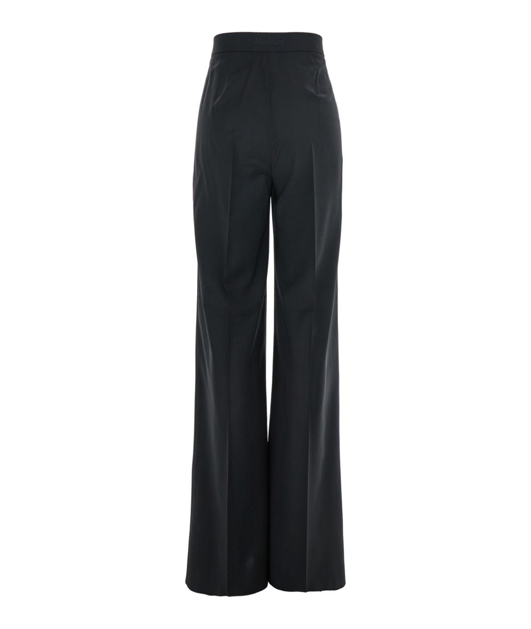 MAX MARA Черные шерстяные прямые брюки, фото 2