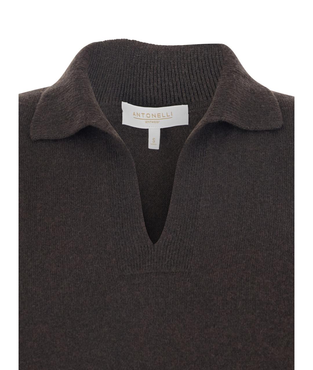 ANTONELLI Коричневый шерстяной джемпер / свитер, фото 3