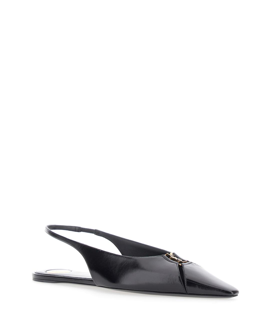SAINT LAURENT Черные кожаные балетки, фото 2