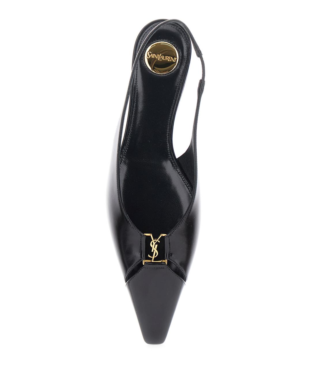 SAINT LAURENT Черные кожаные балетки, фото 4