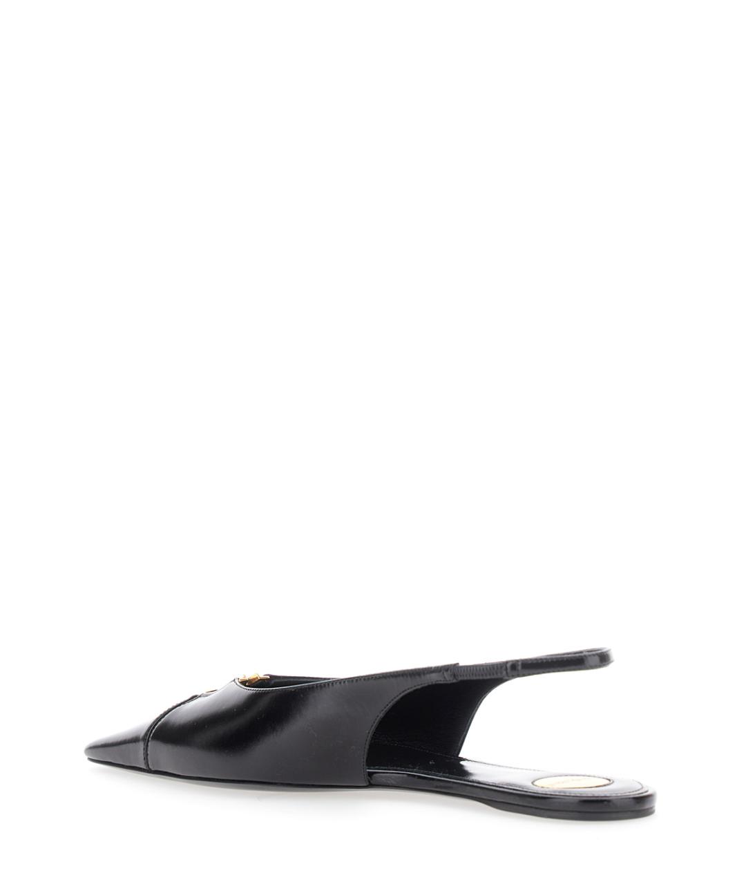 SAINT LAURENT Черные кожаные балетки, фото 3