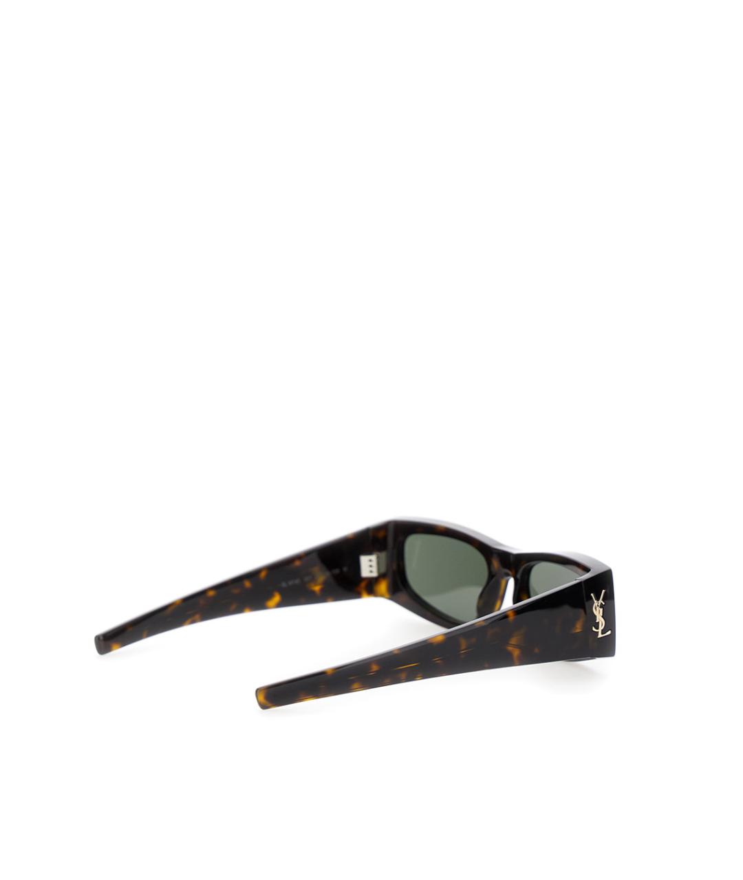 SAINT LAURENT Коричневые пластиковые солнцезащитные очки, фото 2