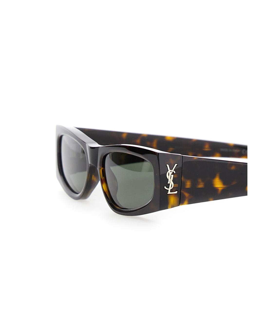SAINT LAURENT Коричневые пластиковые солнцезащитные очки, фото 3