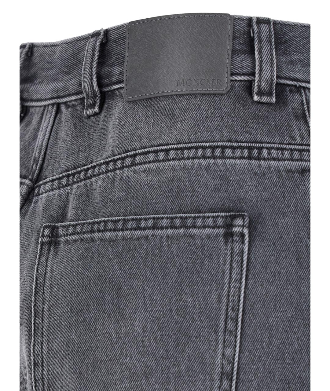 MONCLER Серые хлопковые прямые джинсы, фото 3