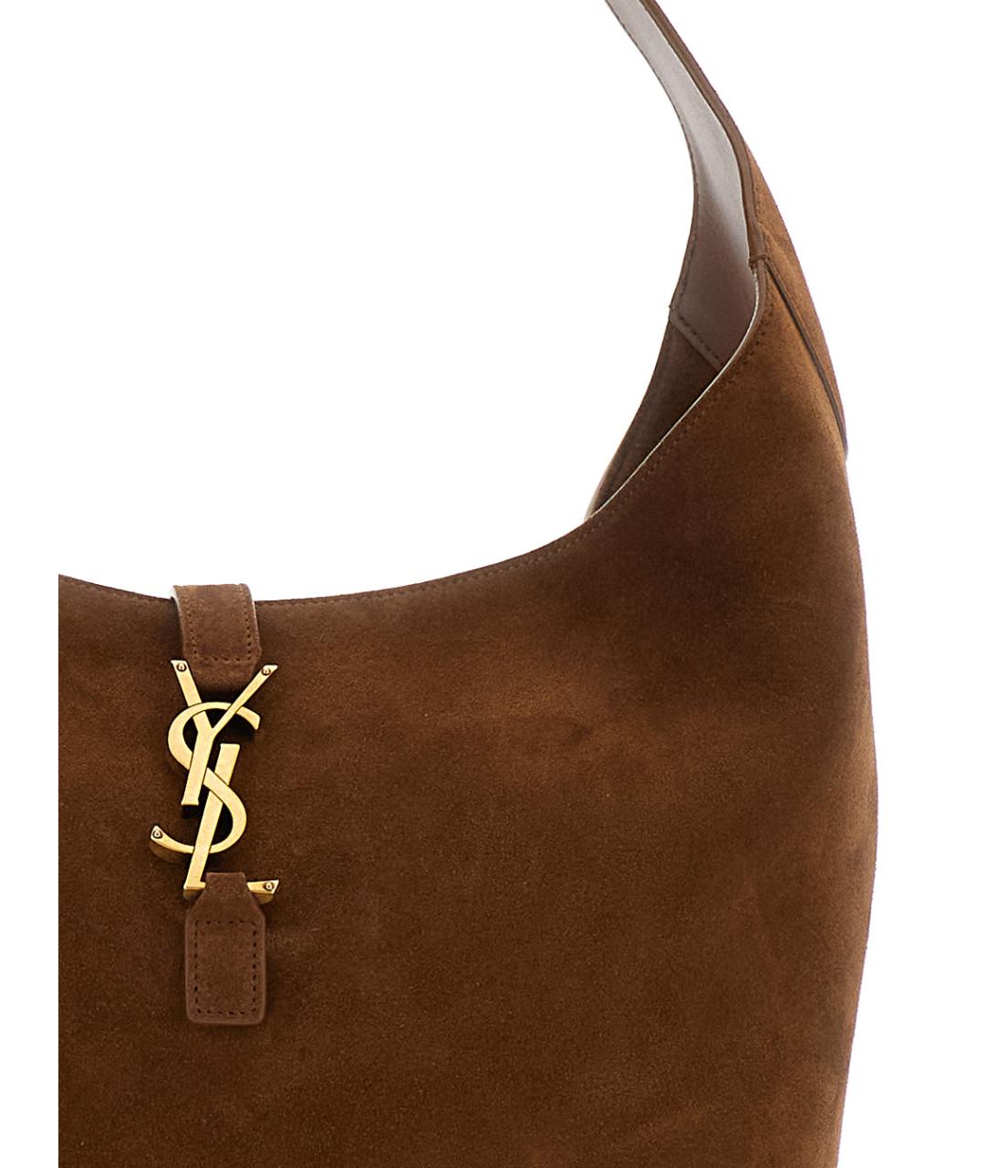 SAINT LAURENT Коричневая замшевая сумка через плечо, фото 3