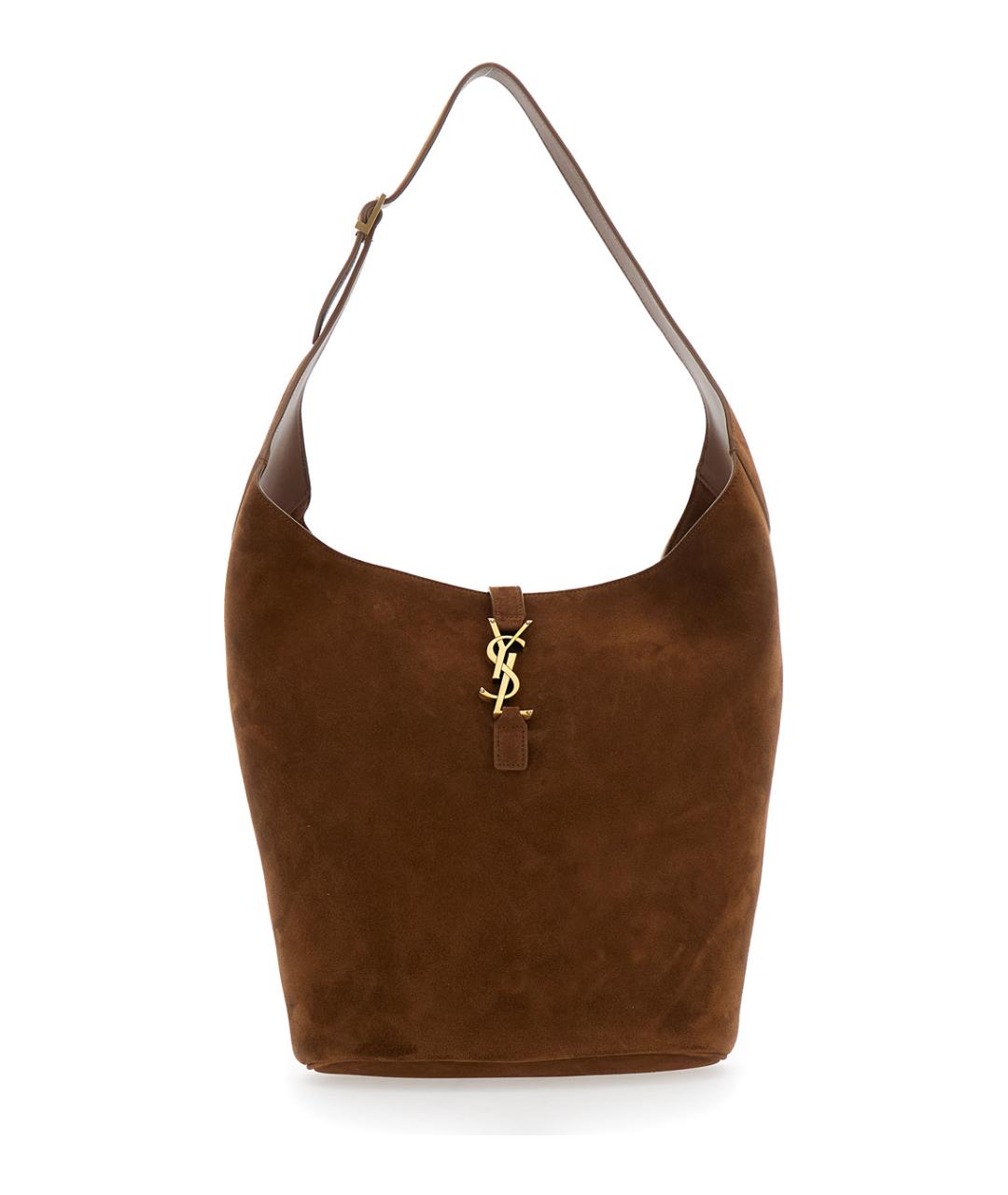 SAINT LAURENT Коричневая замшевая сумка через плечо, фото 1