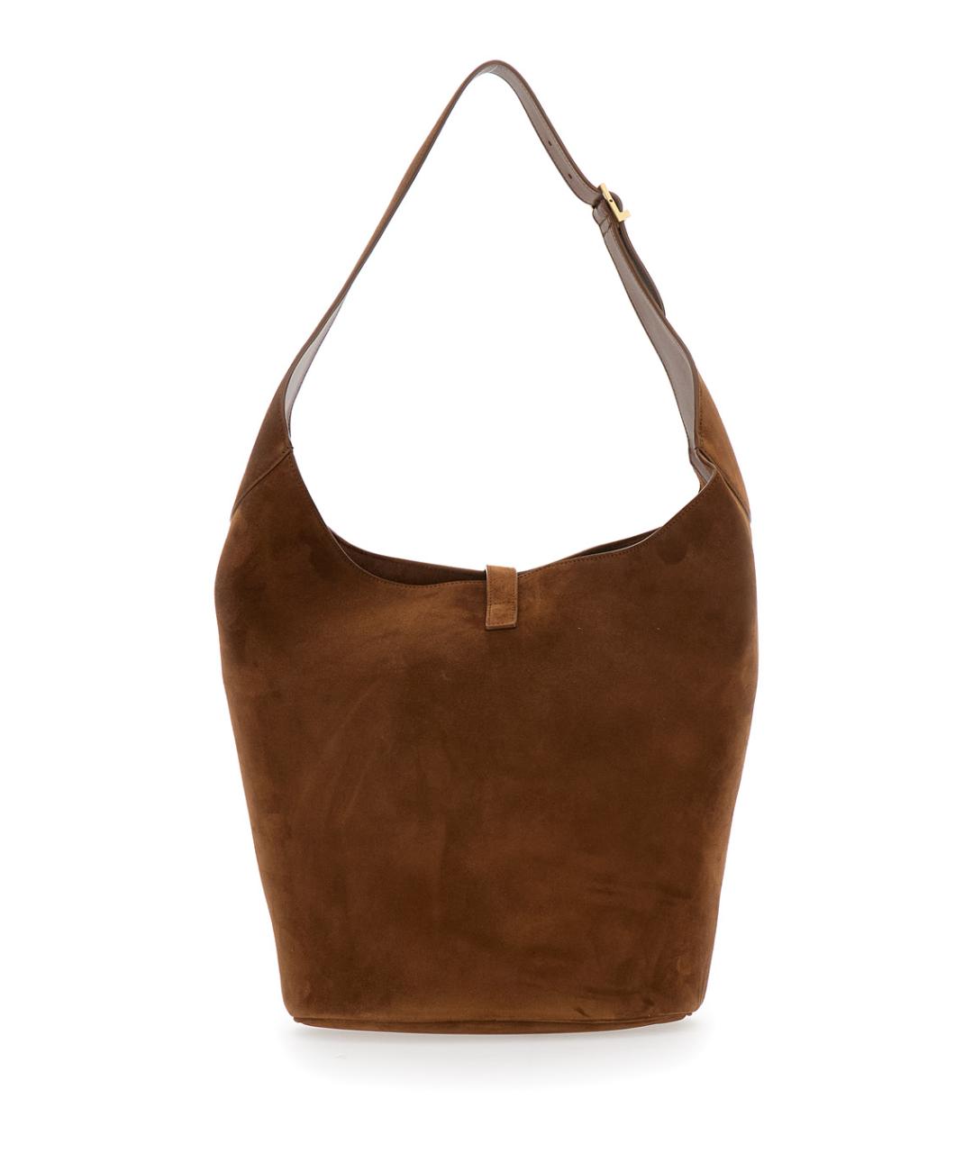 SAINT LAURENT Коричневая замшевая сумка через плечо, фото 2