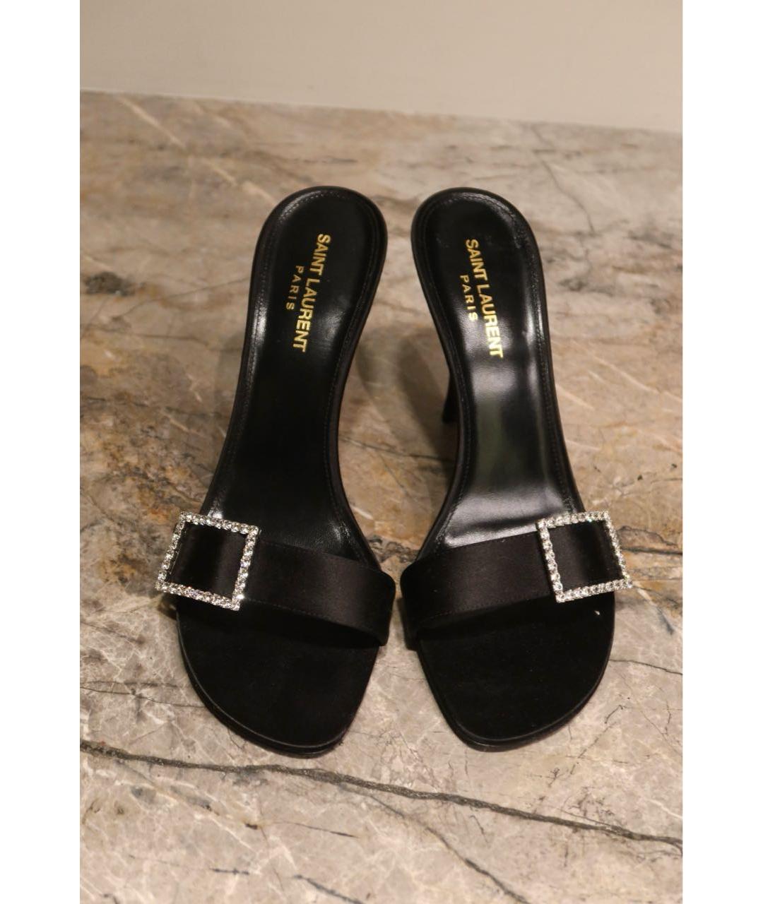 SAINT LAURENT Черные кожаные мюли, фото 3