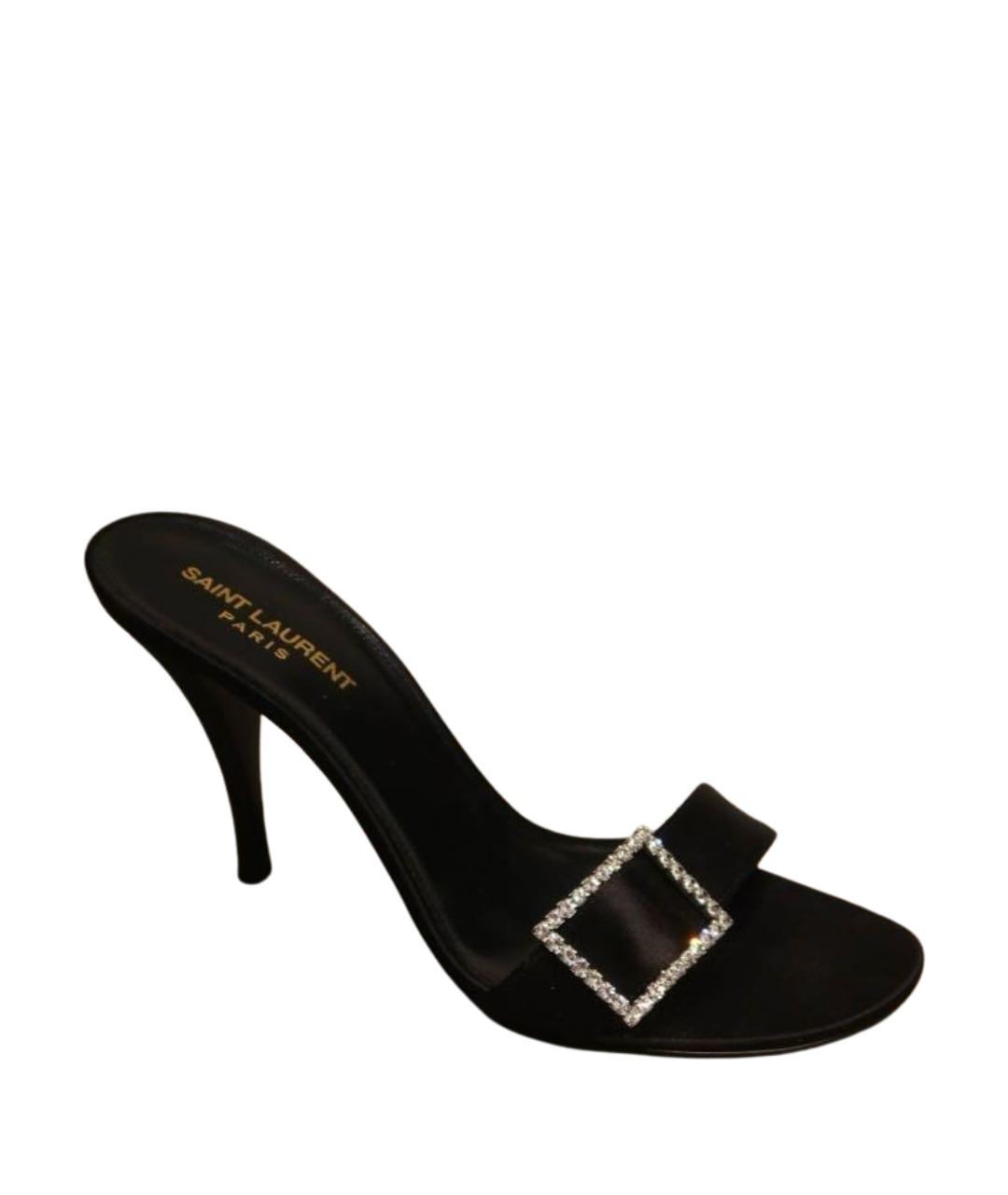 SAINT LAURENT Черные кожаные мюли, фото 1