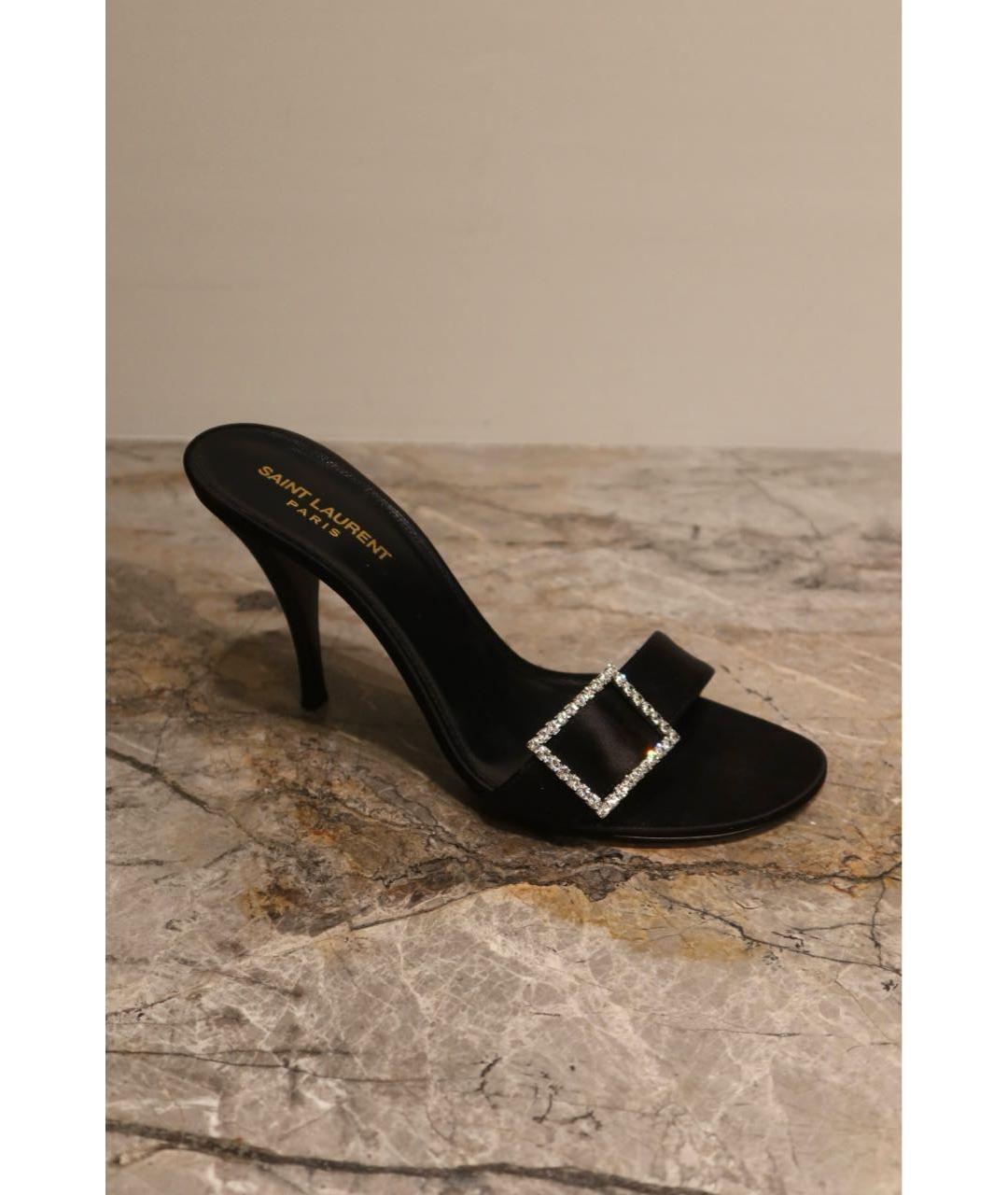 SAINT LAURENT Черные кожаные мюли, фото 9