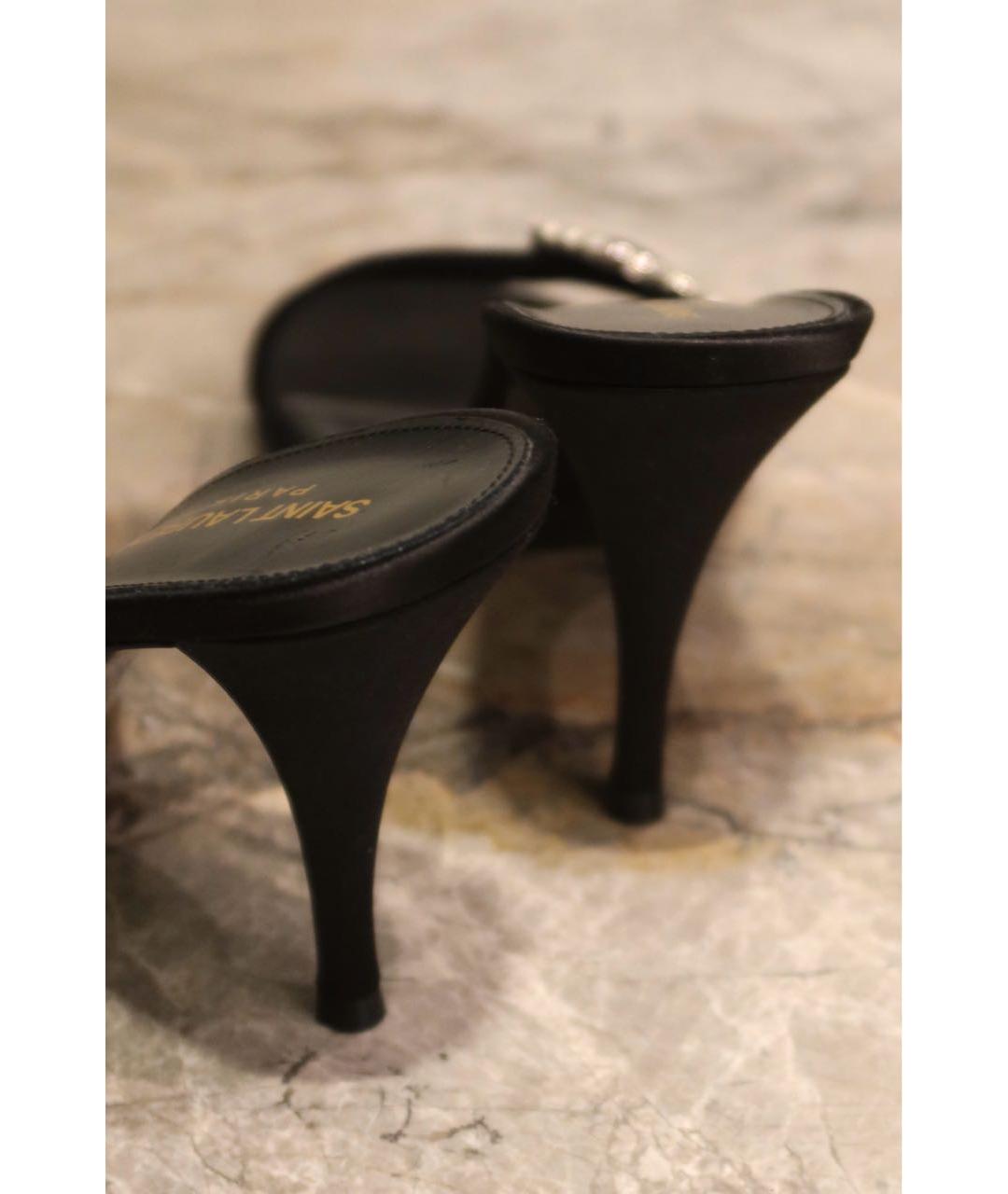 SAINT LAURENT Черные кожаные мюли, фото 4