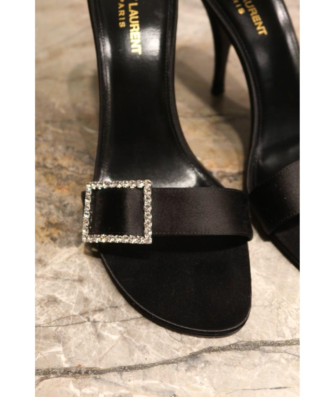 SAINT LAURENT Черные кожаные мюли, фото 2