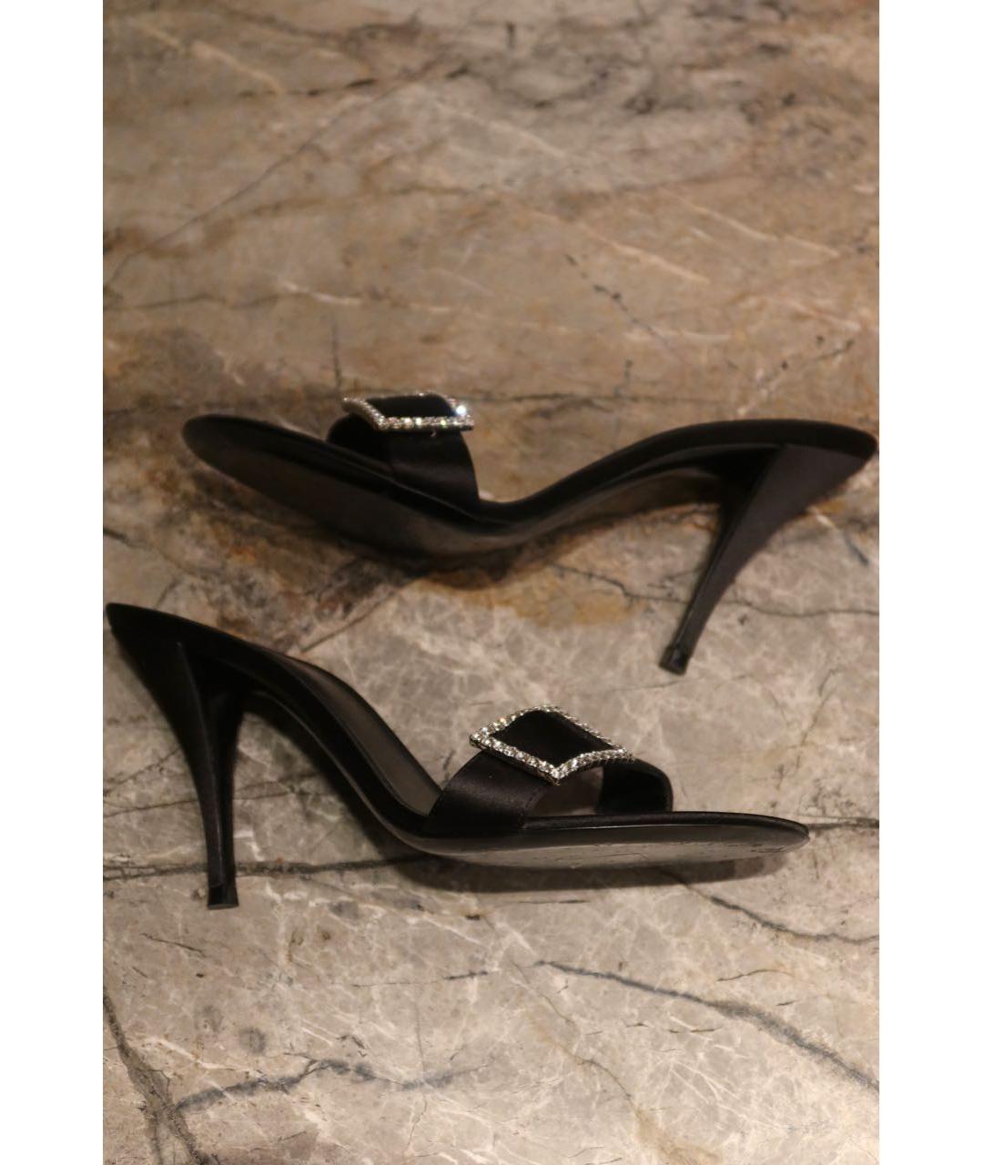 SAINT LAURENT Черные кожаные мюли, фото 6