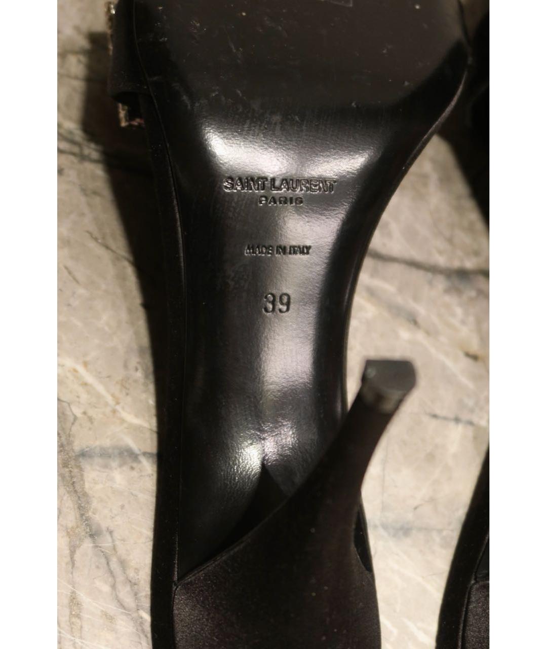 SAINT LAURENT Черные кожаные мюли, фото 8