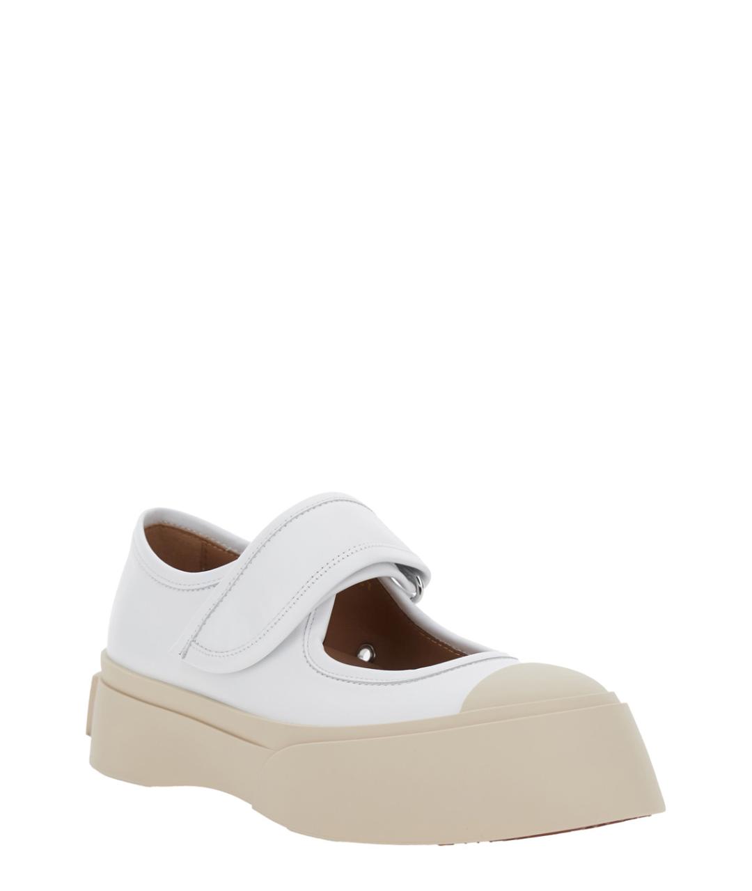 MARNI Белые кожаные кроссовки, фото 2