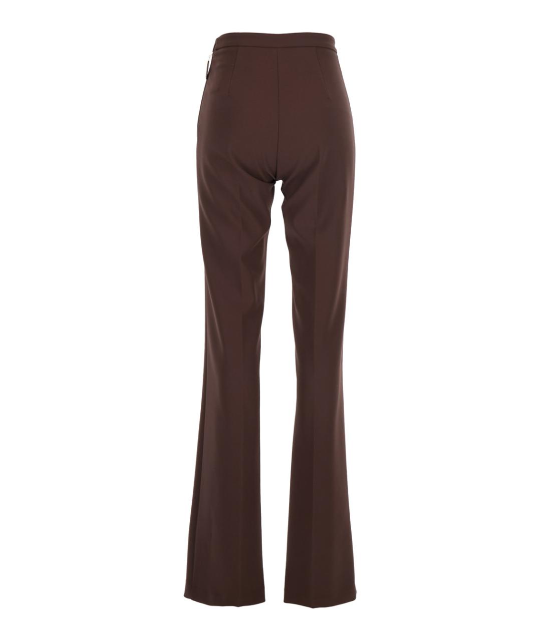 ELISABETTA FRANCHI Коричневые полиэстеровые прямые брюки, фото 2