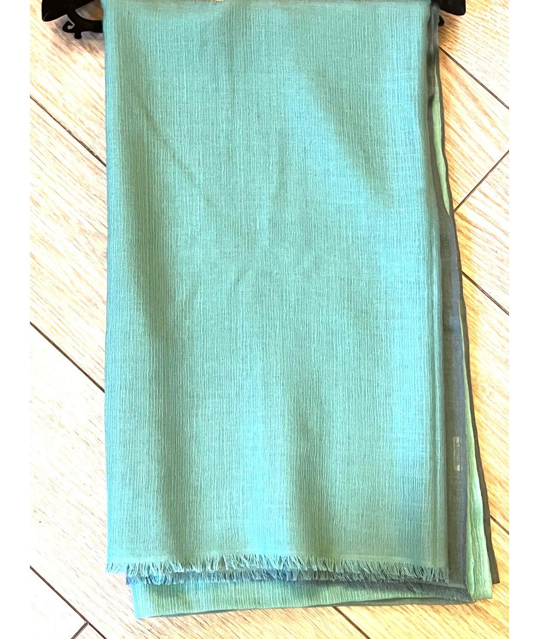 HERMES Бирюзовый шелковый платок, фото 8