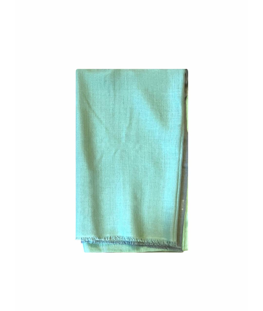 HERMES Бирюзовый шелковый платок, фото 1