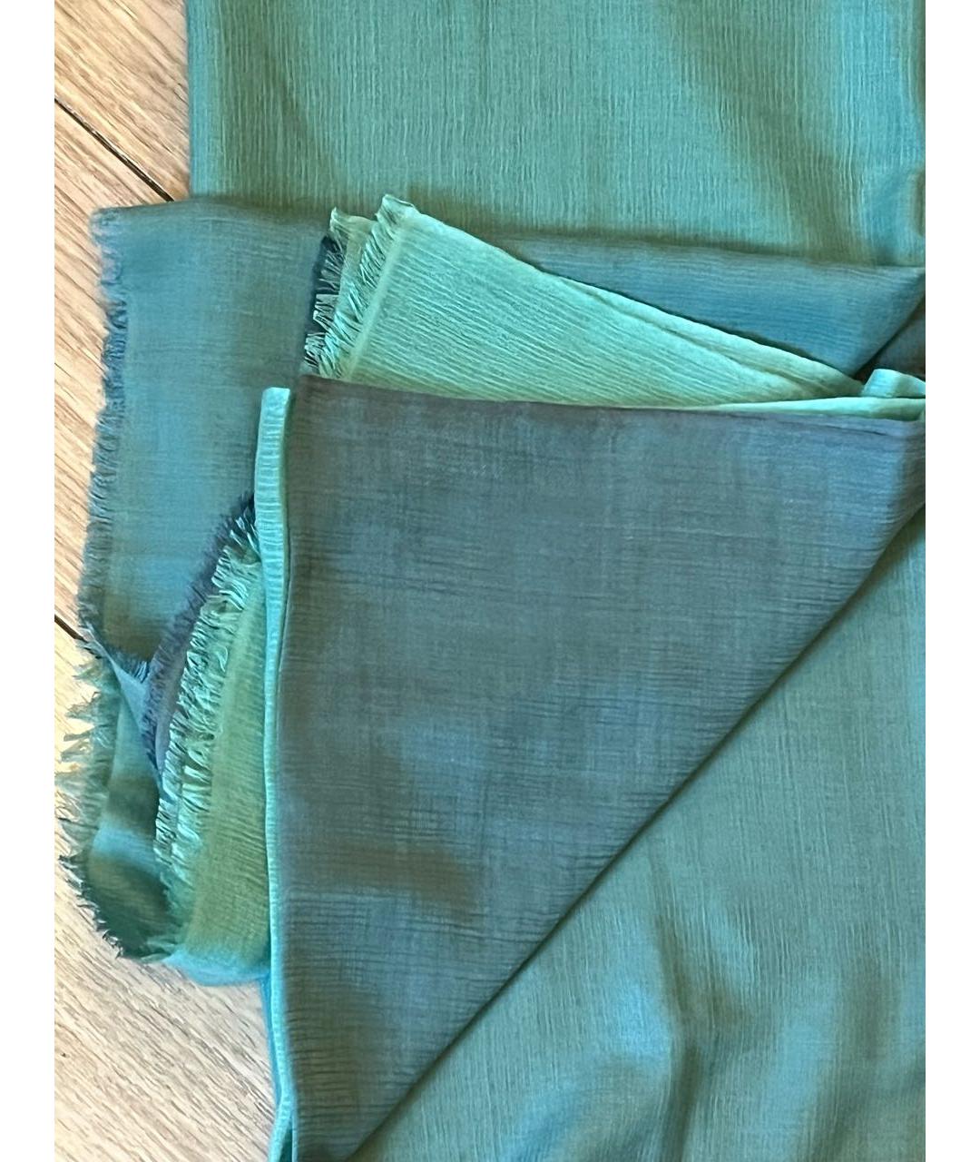 HERMES Бирюзовый шелковый платок, фото 7