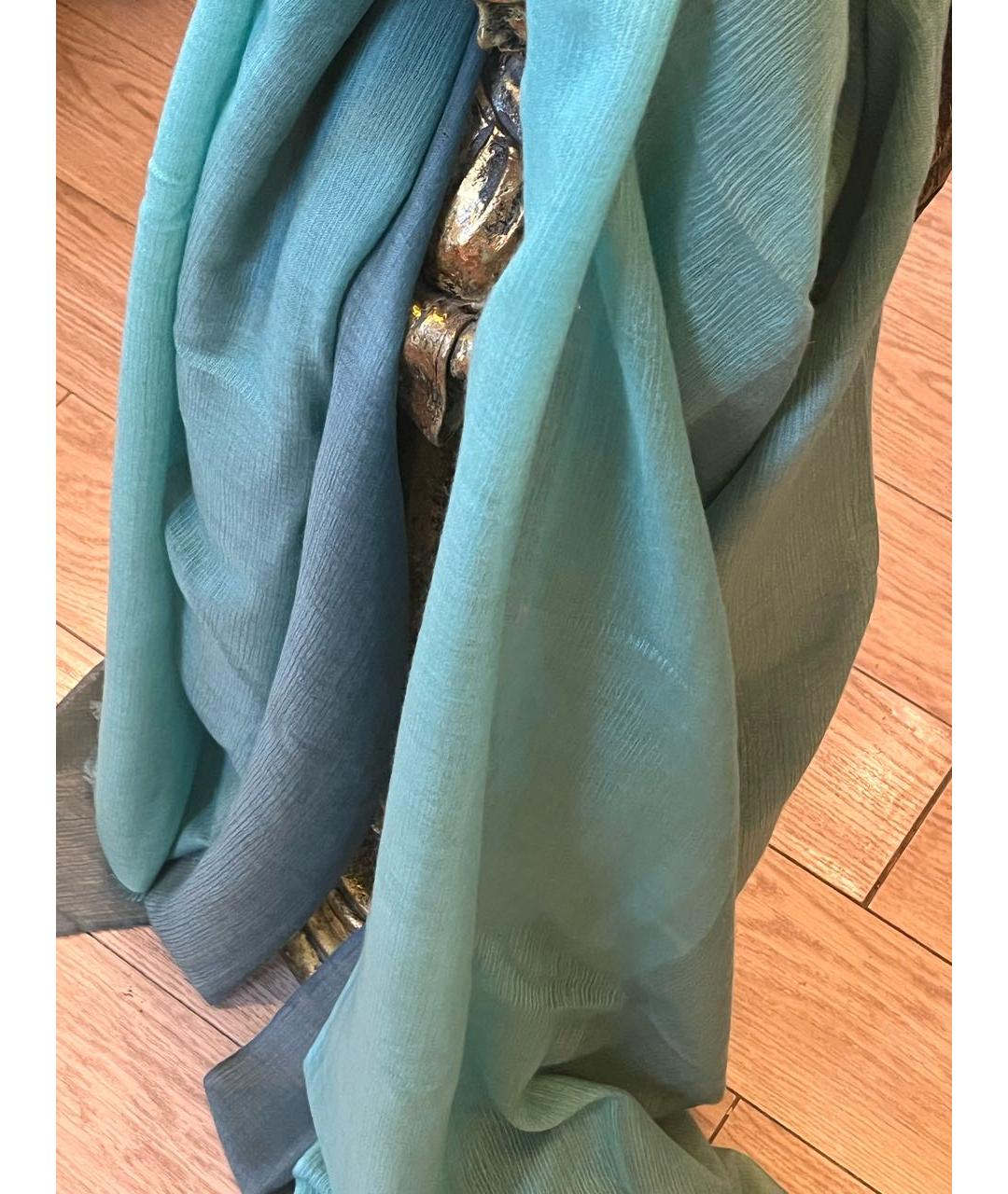 HERMES Бирюзовый шелковый платок, фото 5