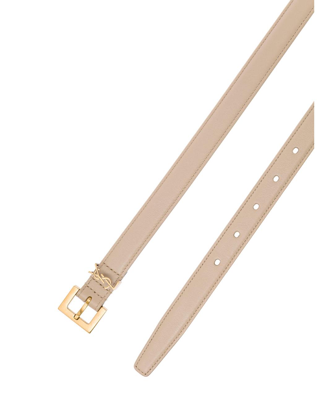 SAINT LAURENT Бежевый кожаный ремень, фото 2