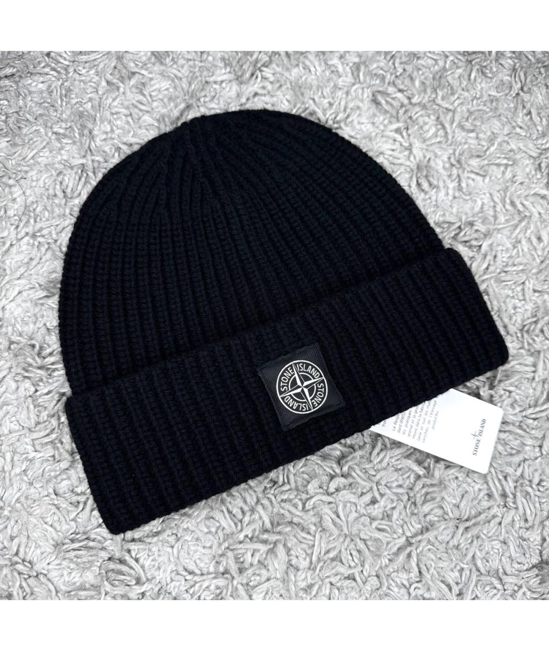 STONE ISLAND Черная шерстяная шапка, фото 2
