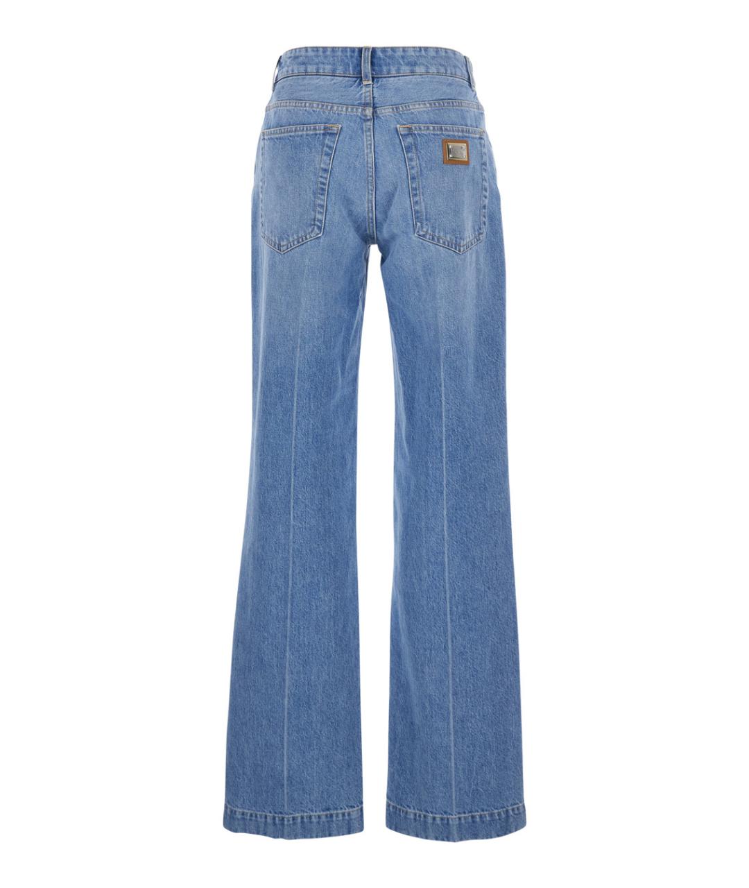 DOLCE&GABBANA Синие хлопковые прямые джинсы, фото 2