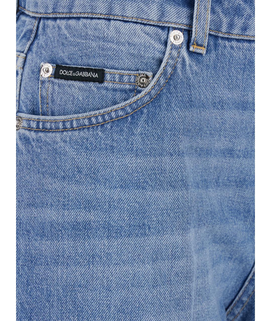 DOLCE&GABBANA Синие хлопковые прямые джинсы, фото 3