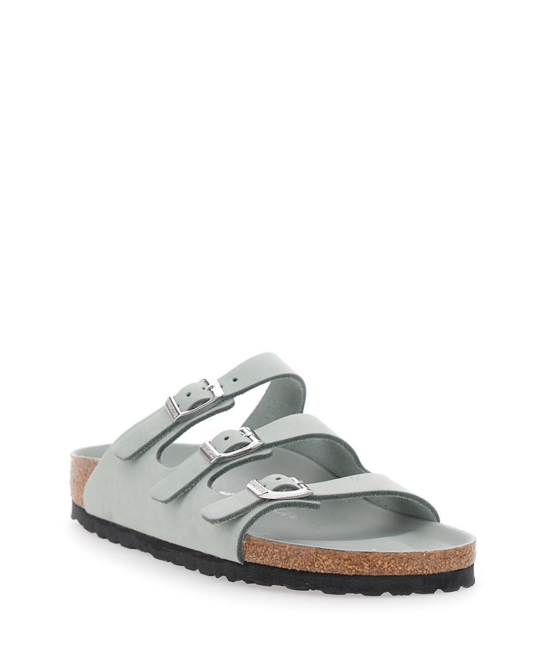 BIRKENSTOCK Зеленые кожаные сандалии, фото 1
