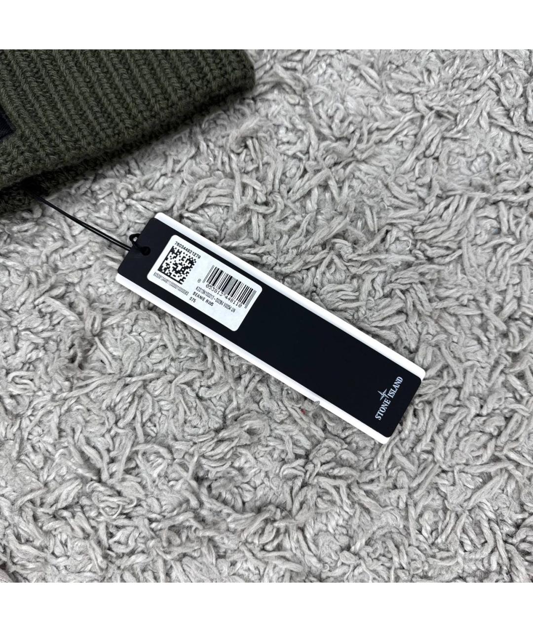 STONE ISLAND Хаки шерстяная шапка, фото 3