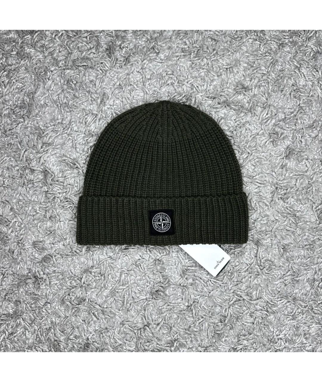 STONE ISLAND Хаки шерстяная шапка, фото 6