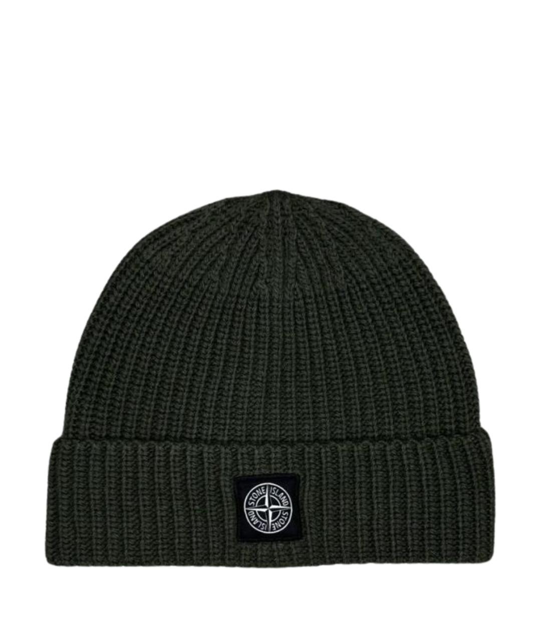 STONE ISLAND Хаки шерстяная шапка, фото 1