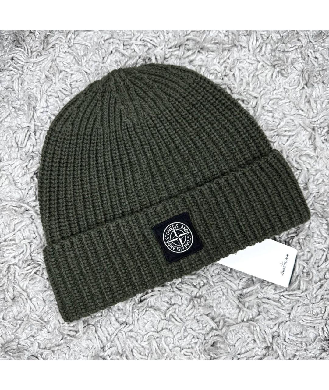 STONE ISLAND Хаки шерстяная шапка, фото 2