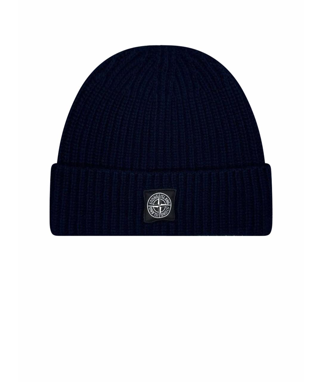 STONE ISLAND Темно-синяя шерстяная шапка, фото 1