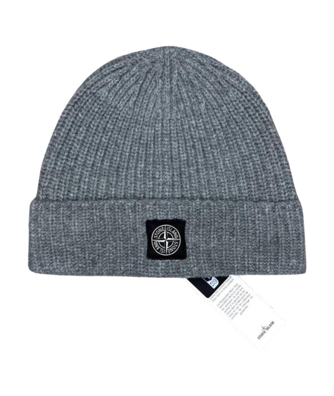 STONE ISLAND Серая шерстяная шапка, фото 1