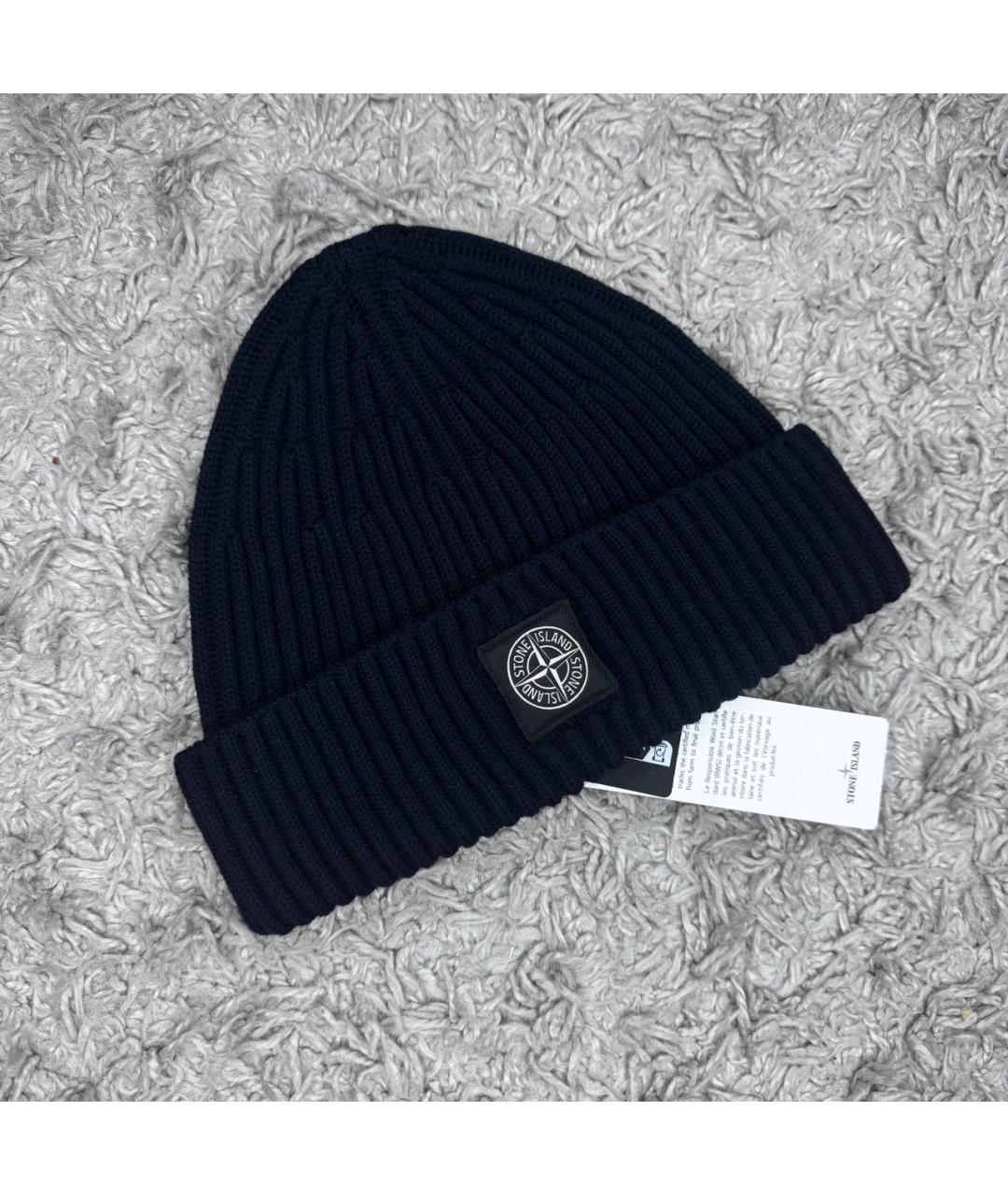 STONE ISLAND Темно-синяя шерстяная шапка, фото 2