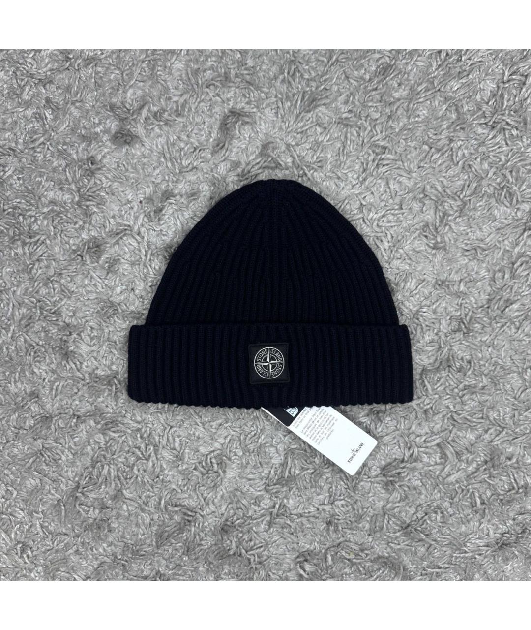 STONE ISLAND Темно-синяя шерстяная шапка, фото 6