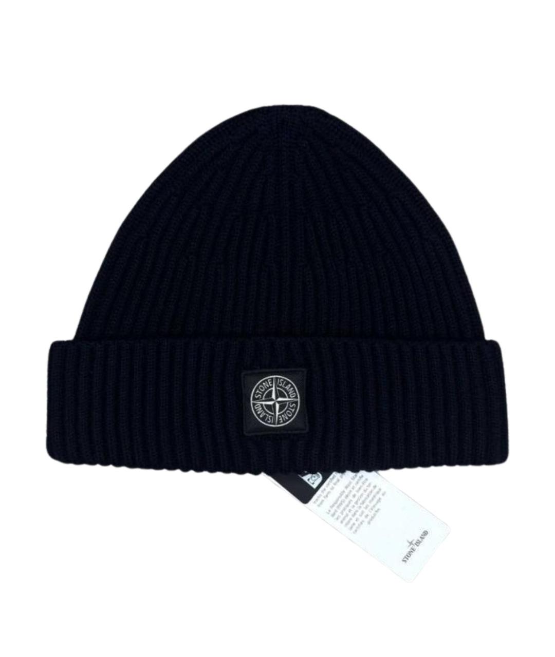 STONE ISLAND Темно-синяя шерстяная шапка, фото 1