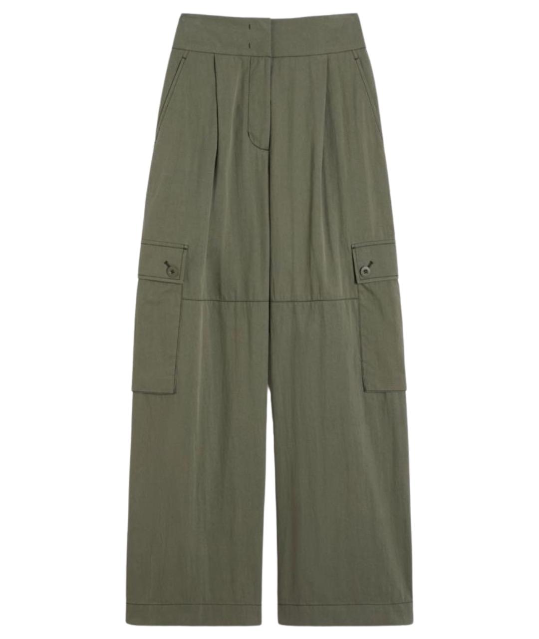 WEEKEND MAX MARA Зеленые хлопковые прямые брюки, фото 1