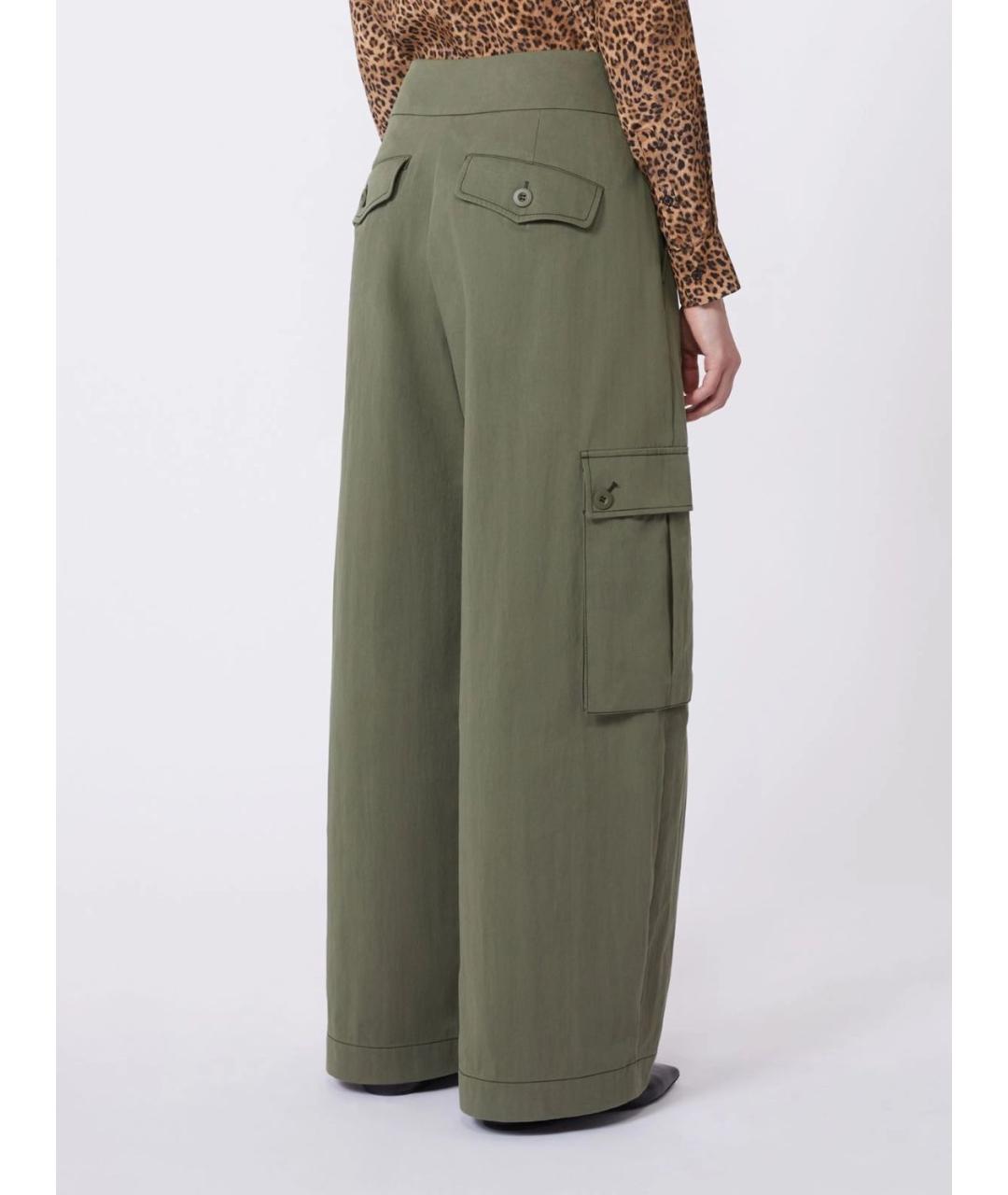 WEEKEND MAX MARA Зеленые хлопковые прямые брюки, фото 4