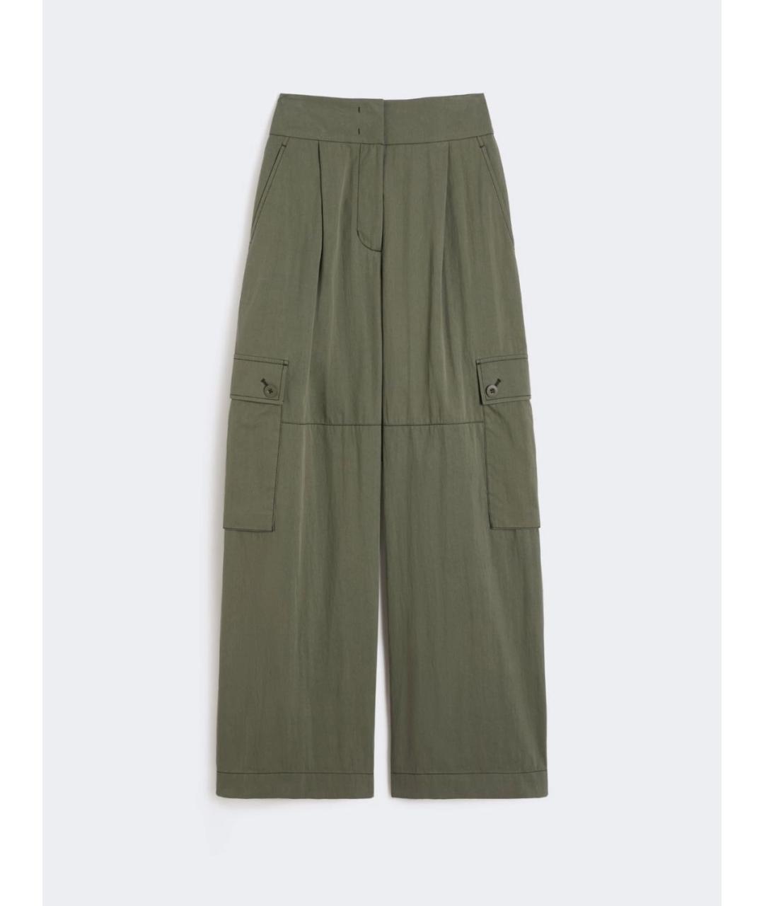 WEEKEND MAX MARA Зеленые хлопковые прямые брюки, фото 5