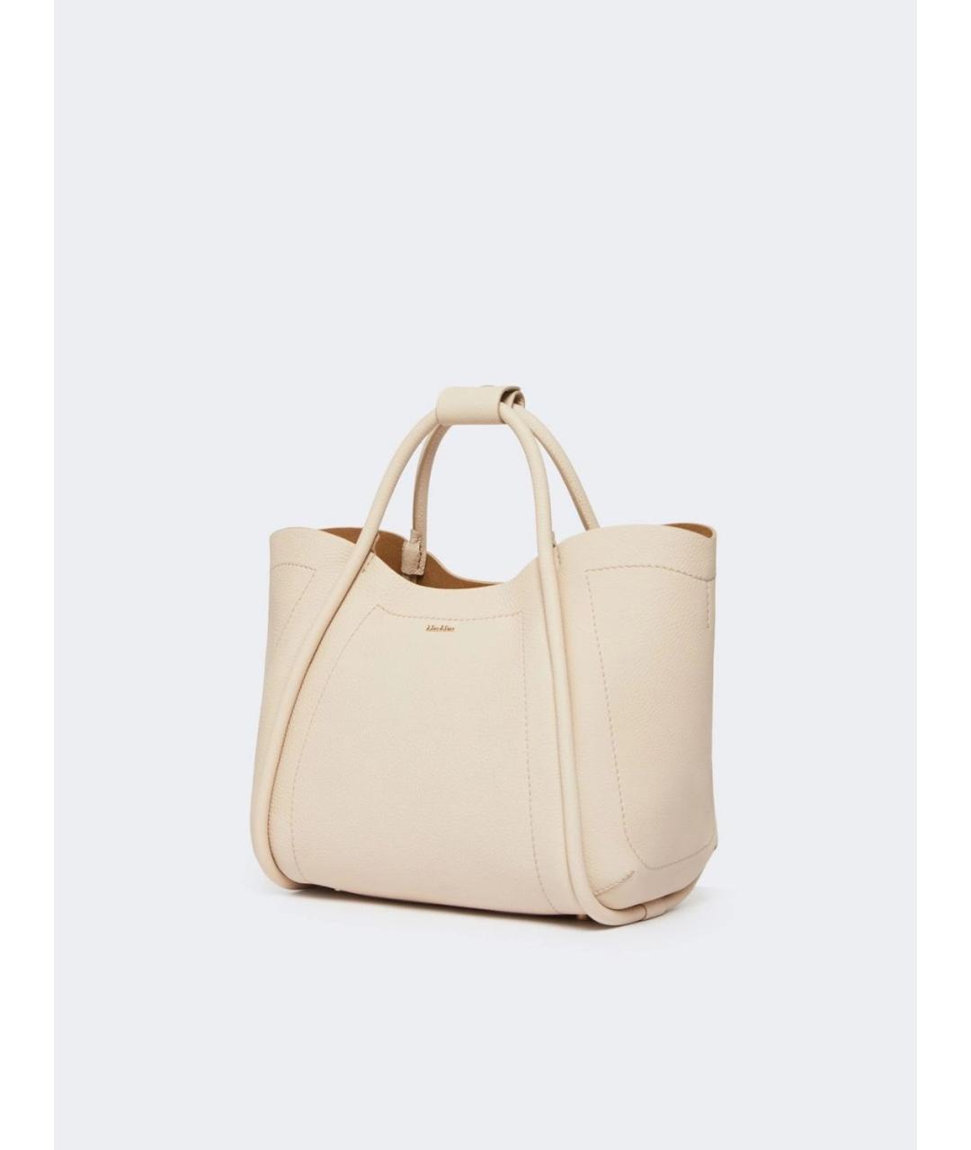 MAX MARA Белая кожаная сумка с короткими ручками, фото 2