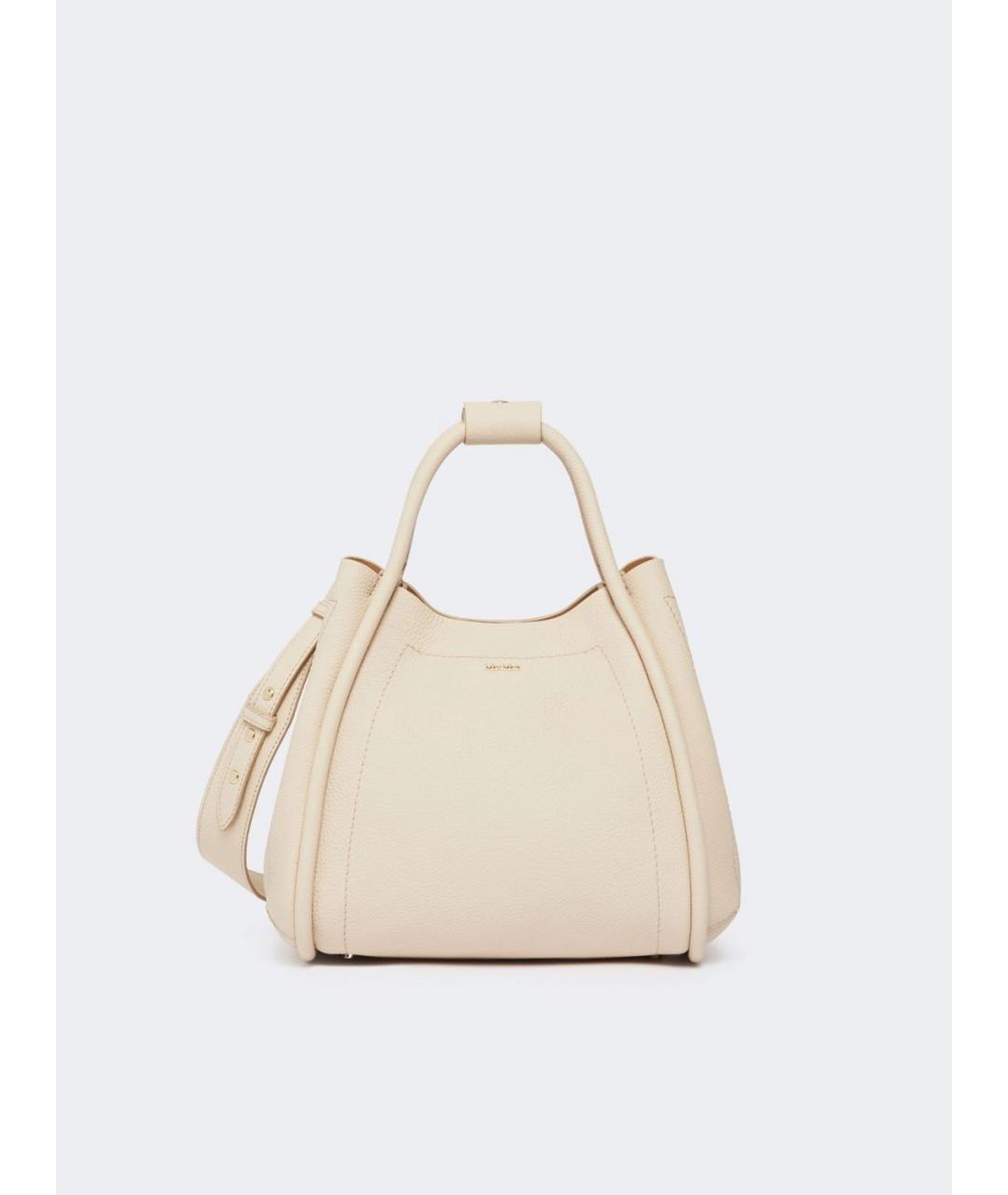MAX MARA Белая кожаная сумка с короткими ручками, фото 3