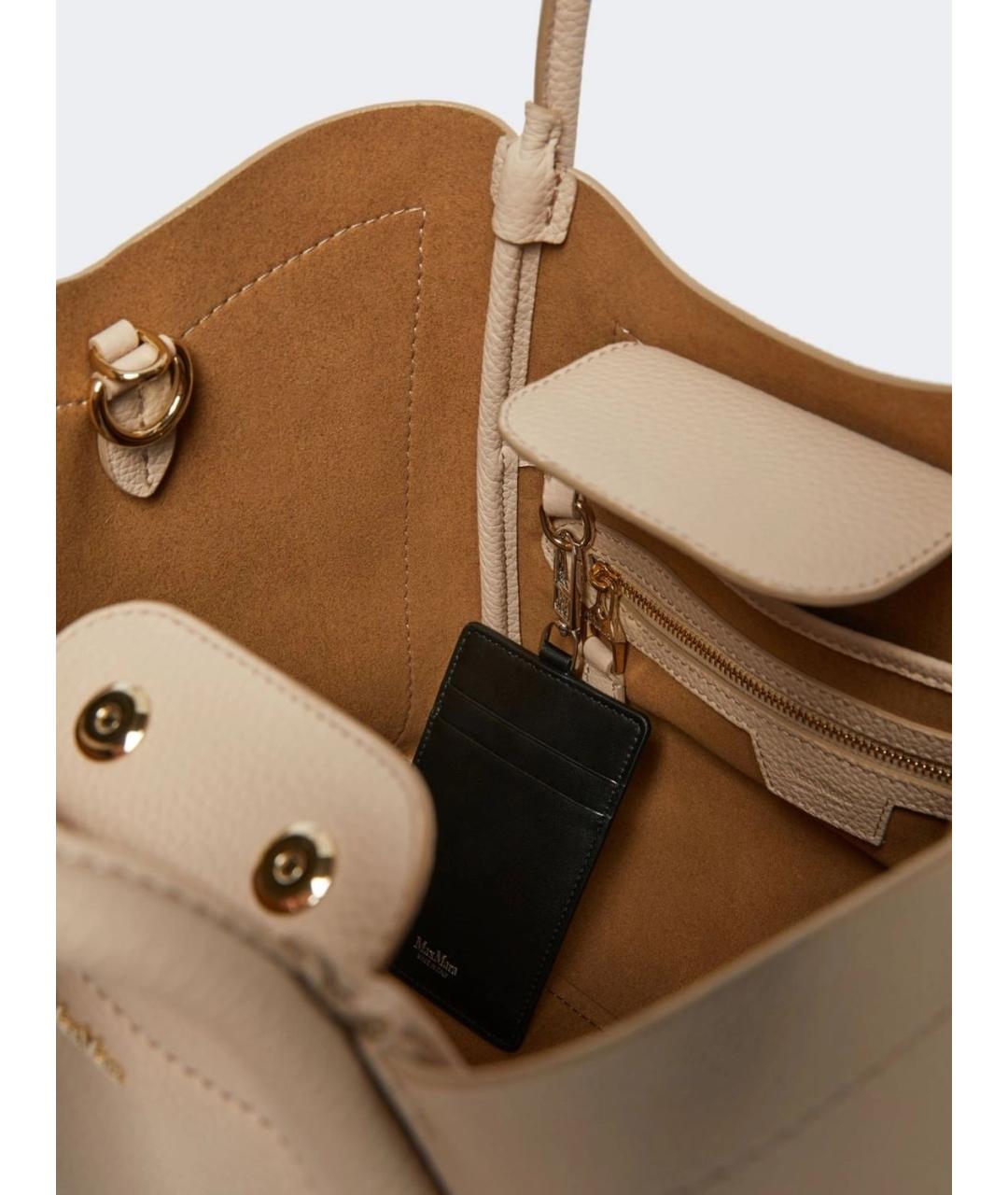 MAX MARA Белая кожаная сумка с короткими ручками, фото 4