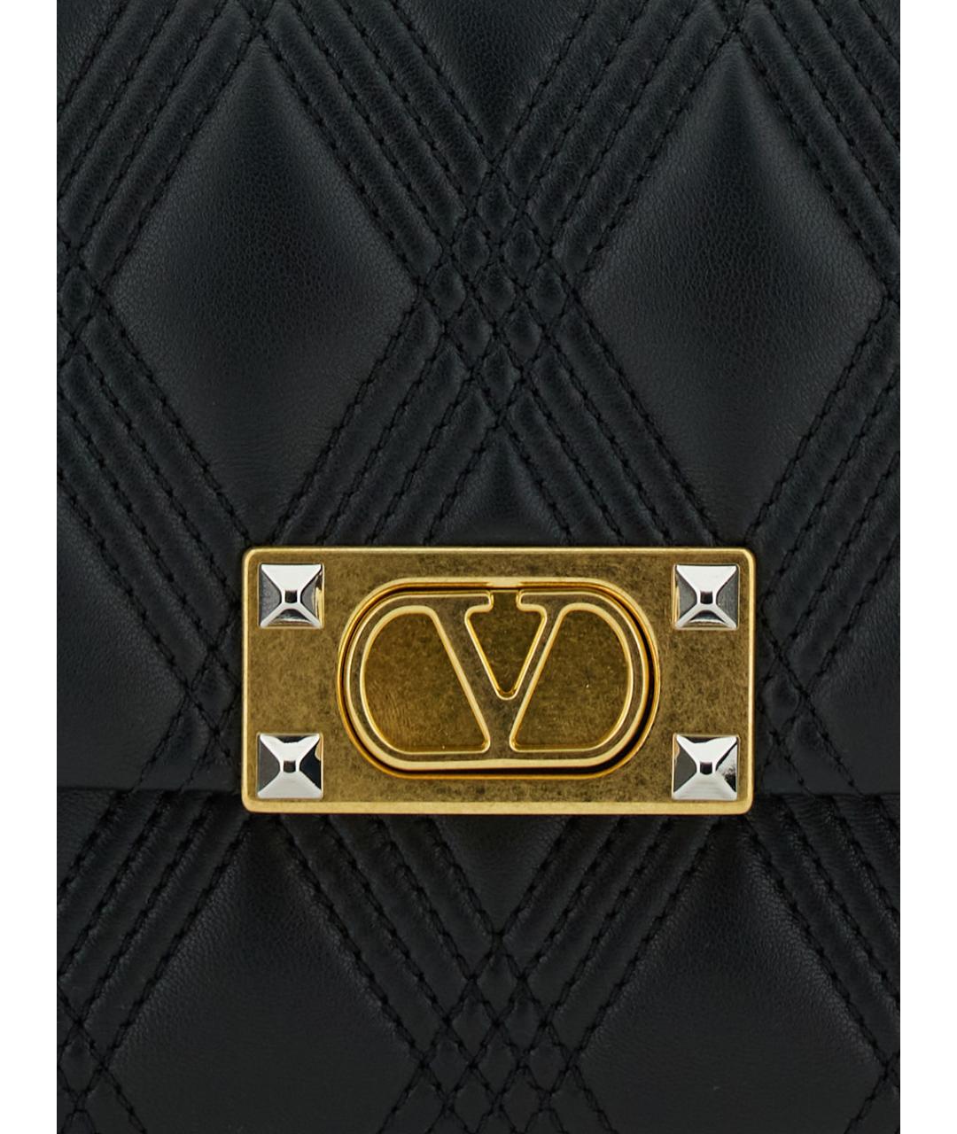 VALENTINO Черная кожаная сумка через плечо, фото 3