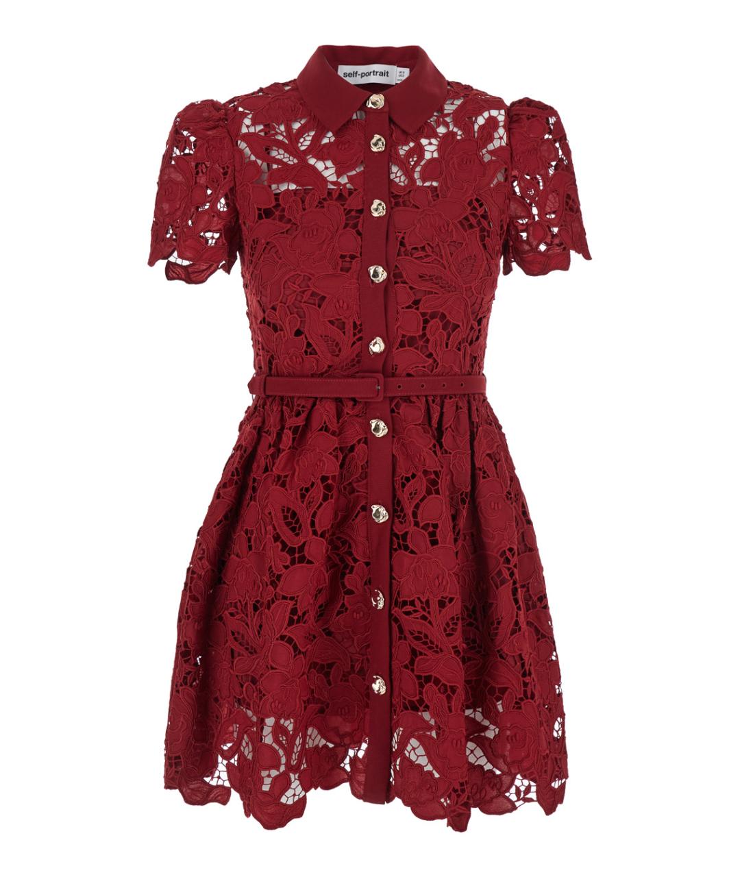 SELF-PORTRAIT Бордовое полиэстеровое платье, фото 1