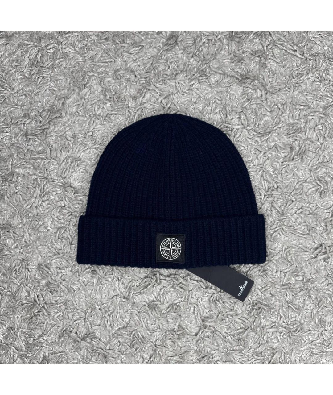 STONE ISLAND Темно-синяя шерстяная шапка, фото 3